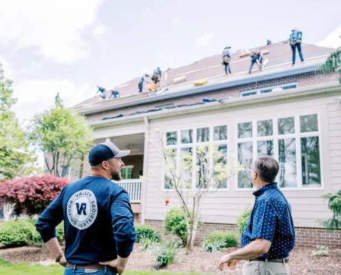 Roof Inspection and shingle application by Valley Roofing and Exteriors.