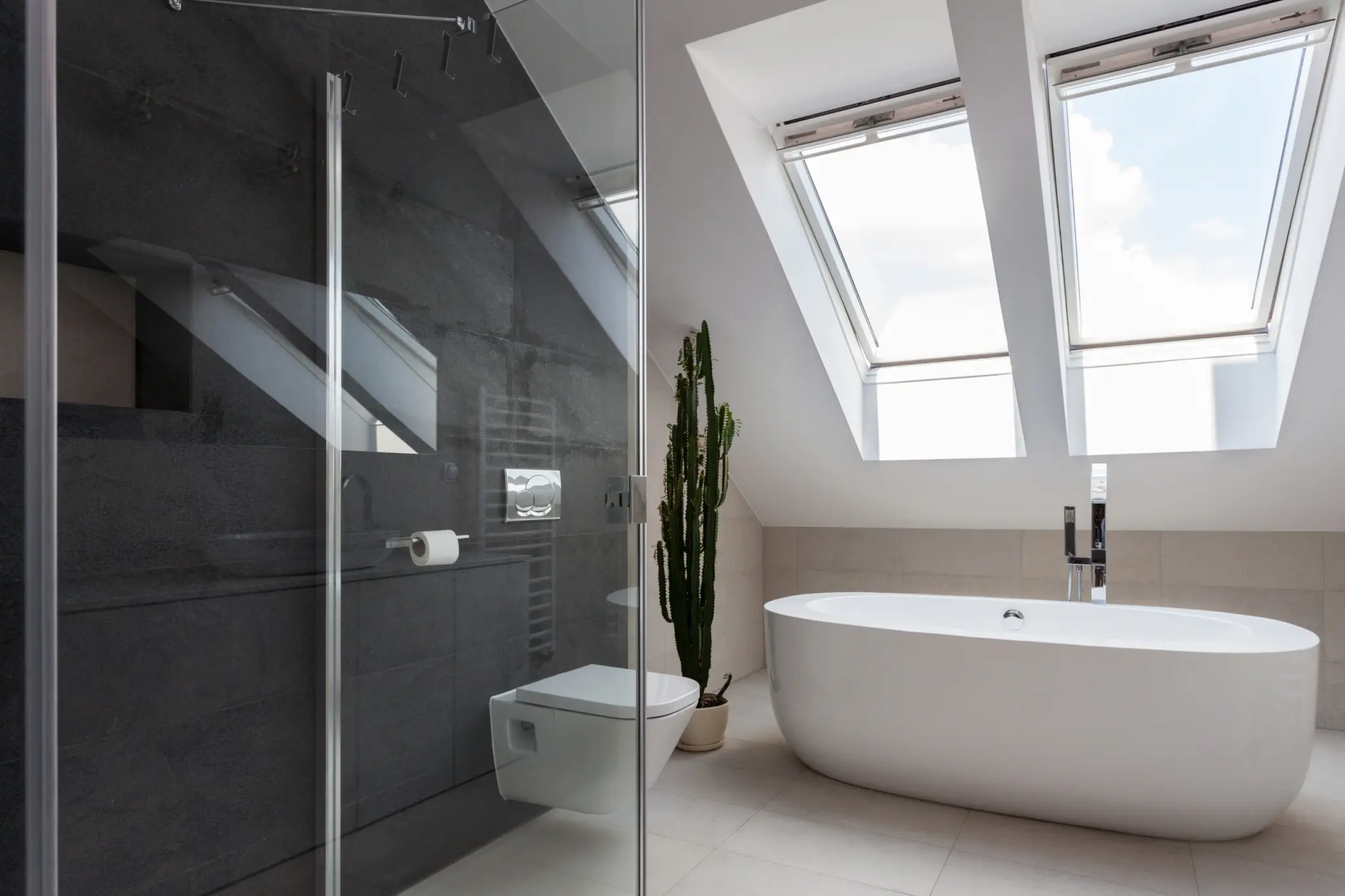 Skylight above bathtub