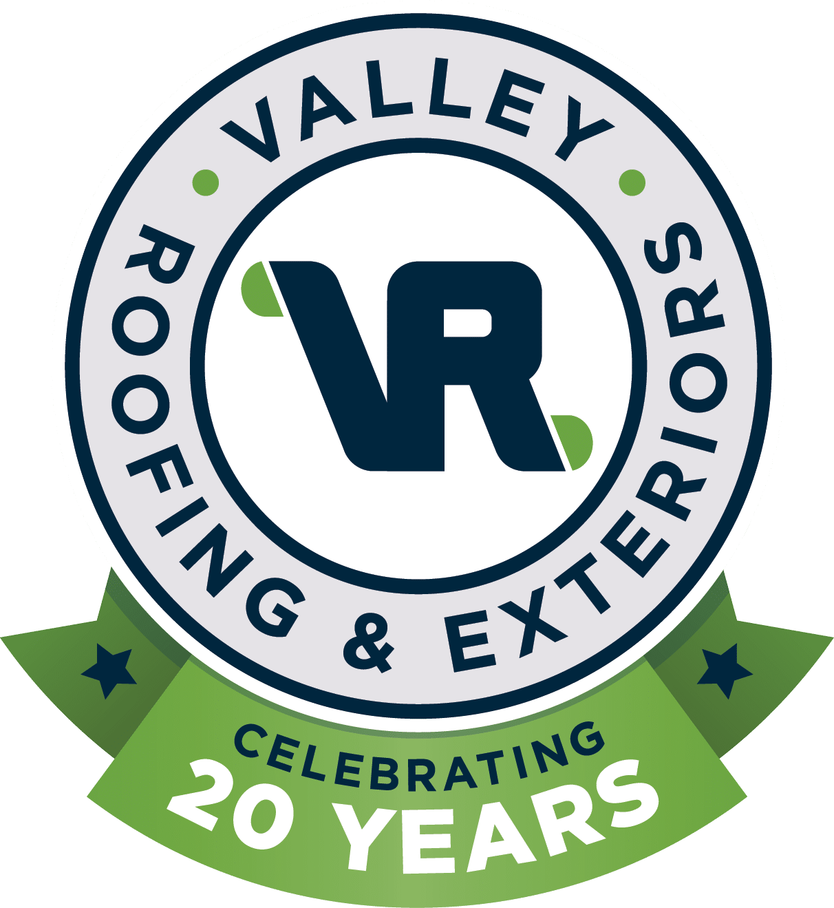 ValleyRoofing-20thLogoBadge_Logo Integration (1) Valley Roofing & Exteriors 20th Anniversary logo