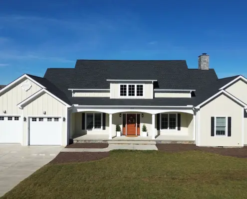 Roofing and exterior details on a Harrisonburg new construction home.