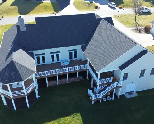 Roofing and exterior details on a Harrisonburg new construction home.