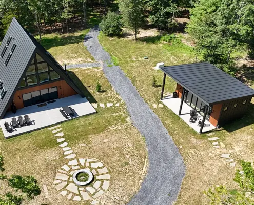 Mount Jackson A-Frame with Standing Seam Metal Roof, Seamless Gutters and Velux Skylights