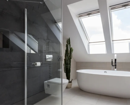 sunlight in bathroom over bathtub