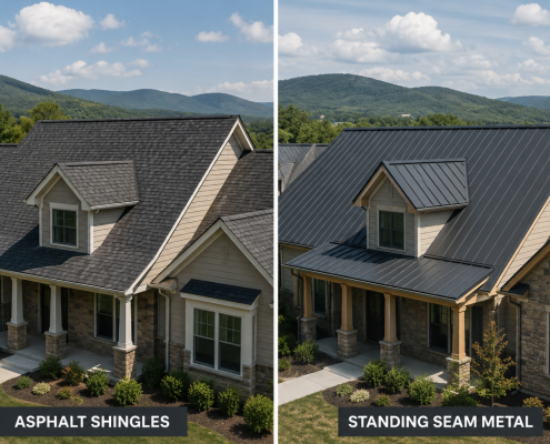 Comparison asphalt shingles & standing seam metal