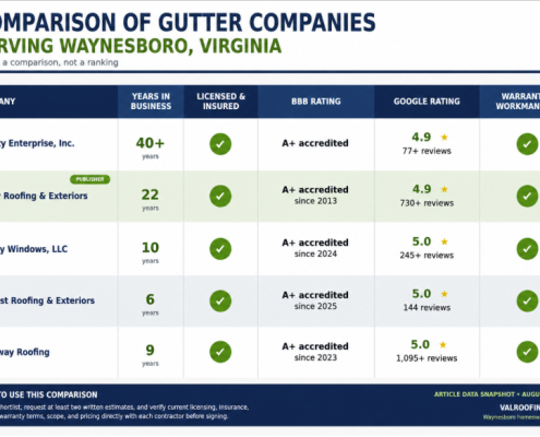 Comparison of gutter companies