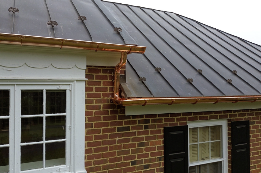 brick house copper gutters copper gutters with gutter guards on brick house