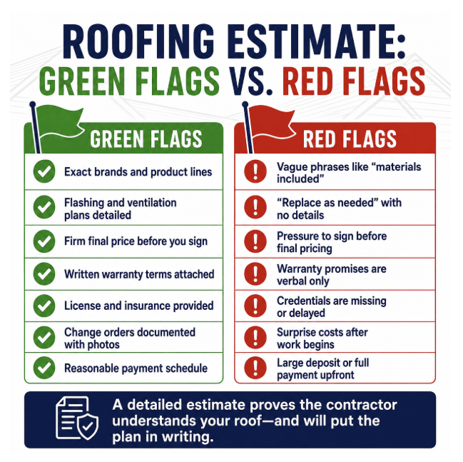 flags roofing estimate: green vs red flags