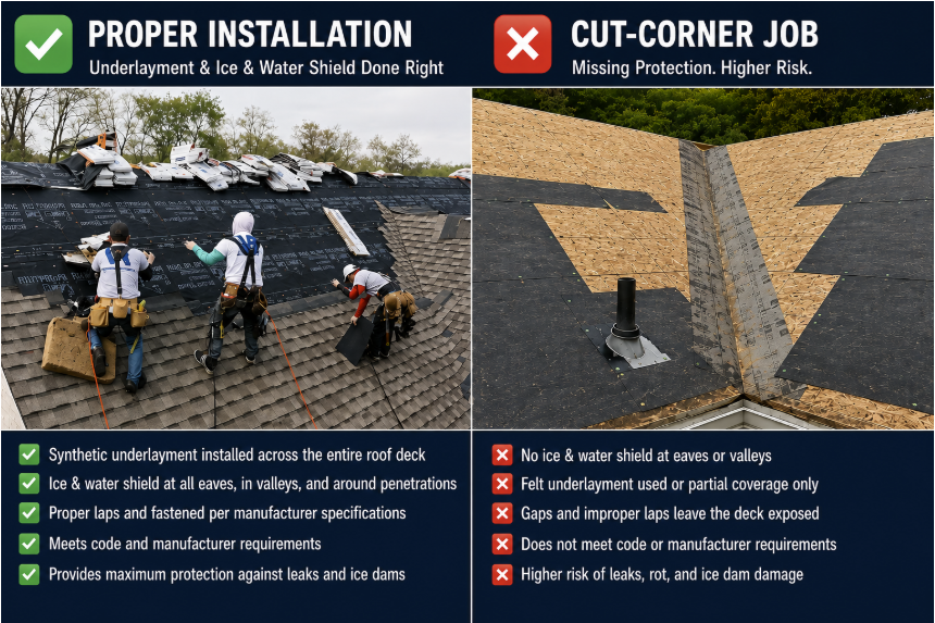 comparison proper installation vs cut-corner job
