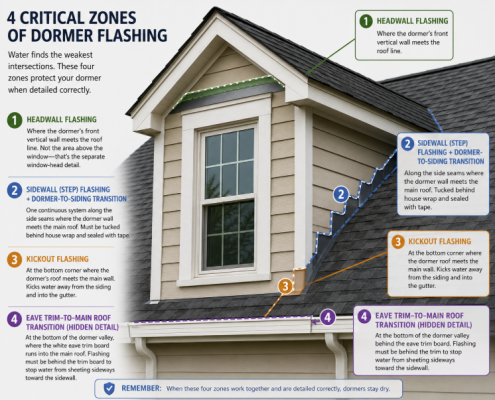 4 critical zones of dormer flashing