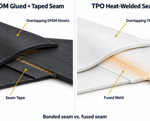 epdm glued + taped seam vs TPO heat-welded seam