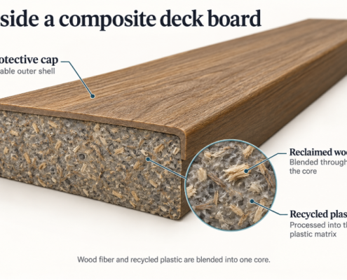 Inside a composite deck board