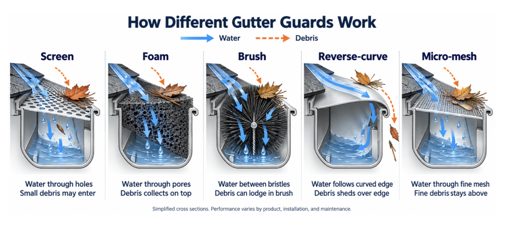 gutter guards graphic How different gutter guards work guide