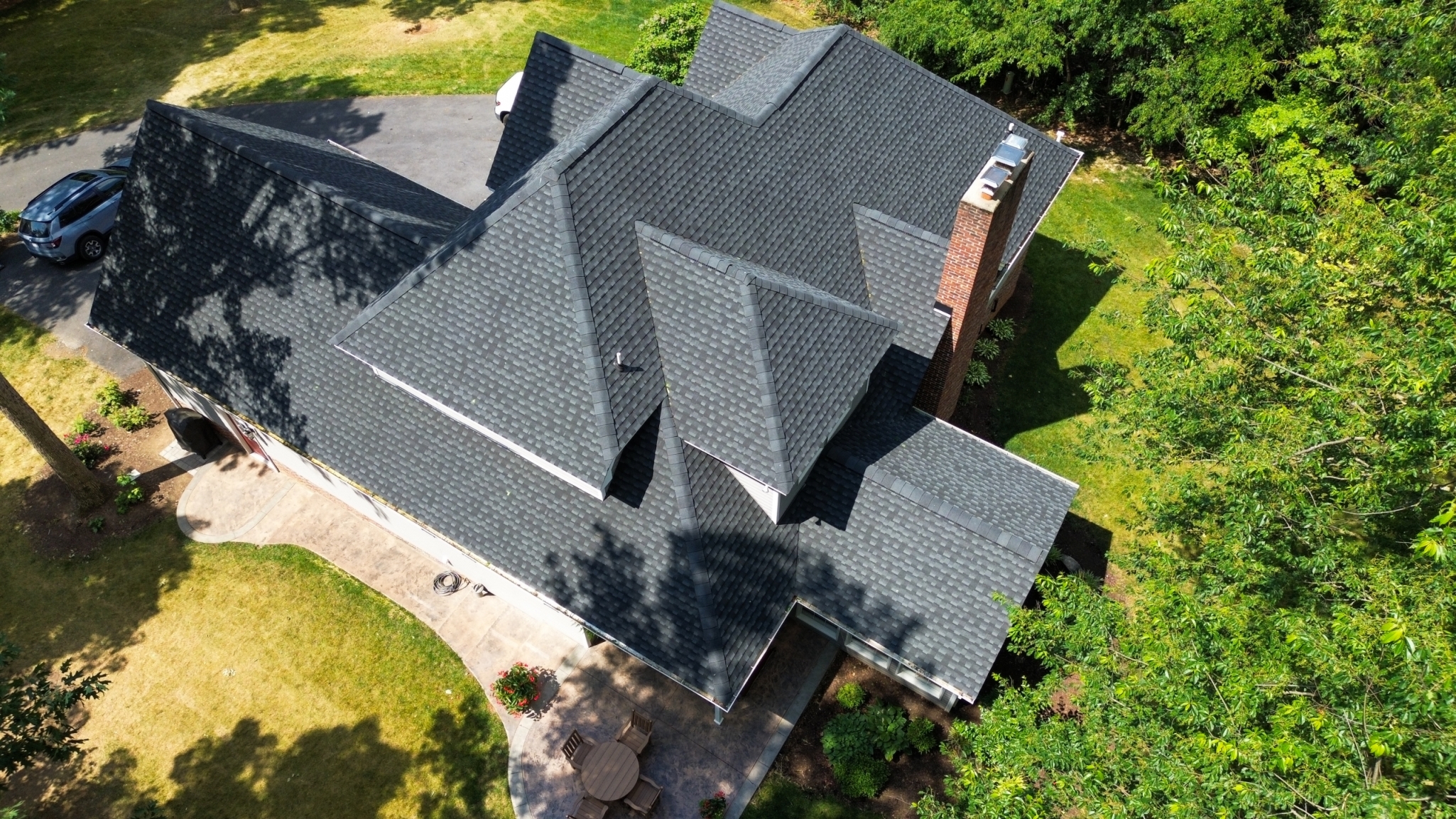 Aerial view of residential roof