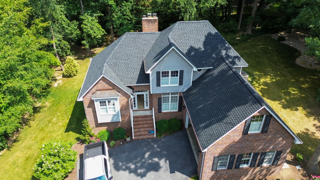 overview of residential roof with signature roof package installed.