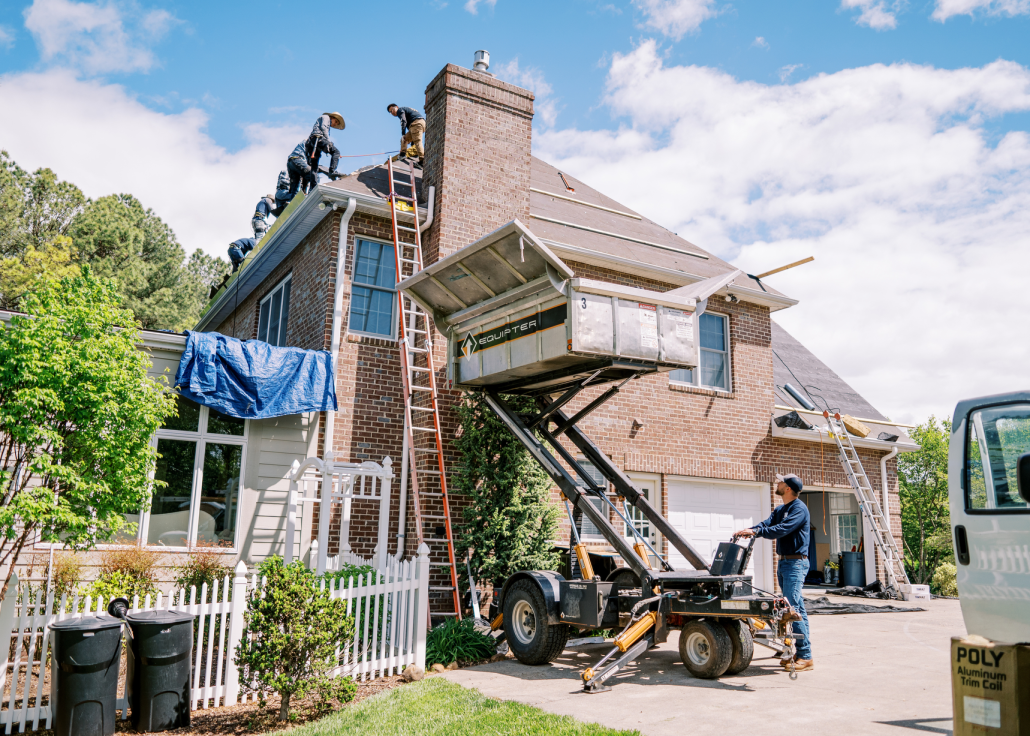 Valley Roofing roofers applying a new roof to a house in Staunton, Virginia