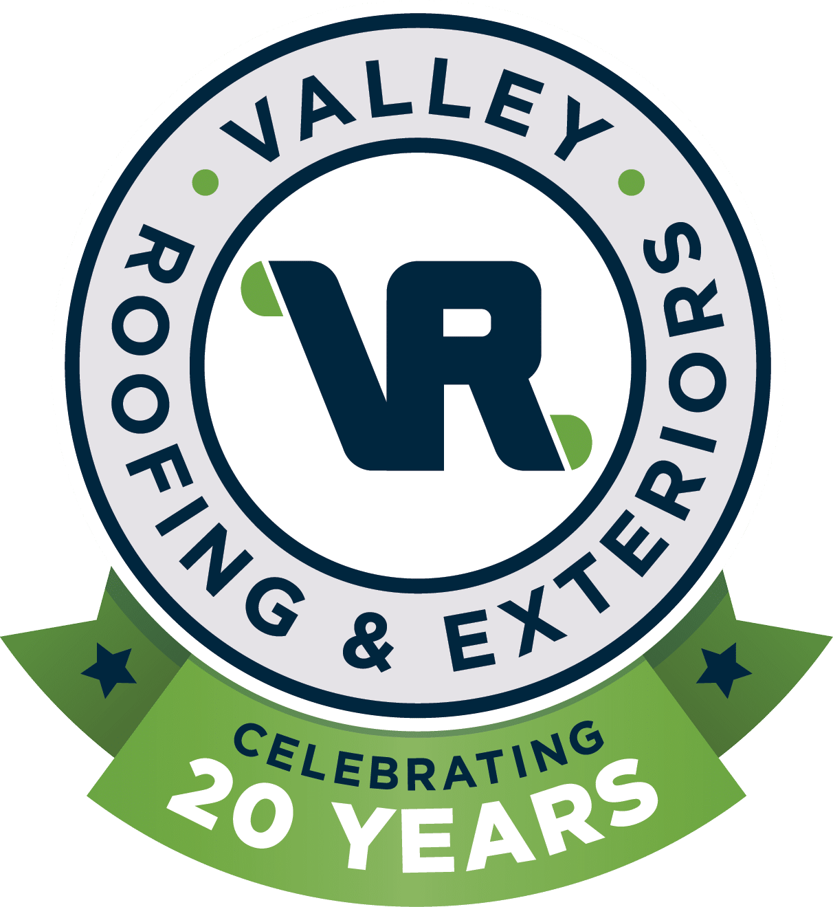 Valley Roofing & Exteriors 20th Anniversary logo