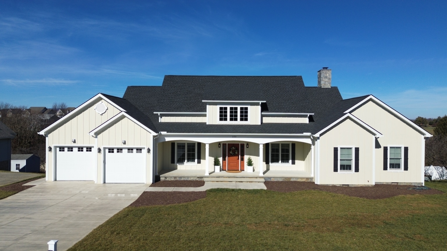 Roofing and exterior details on a Harrisonburg new construction home.