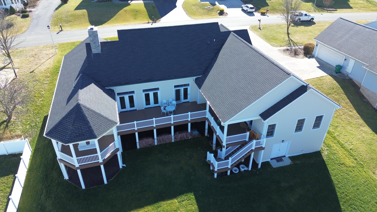 Roofing and exterior details on a Harrisonburg new construction home.