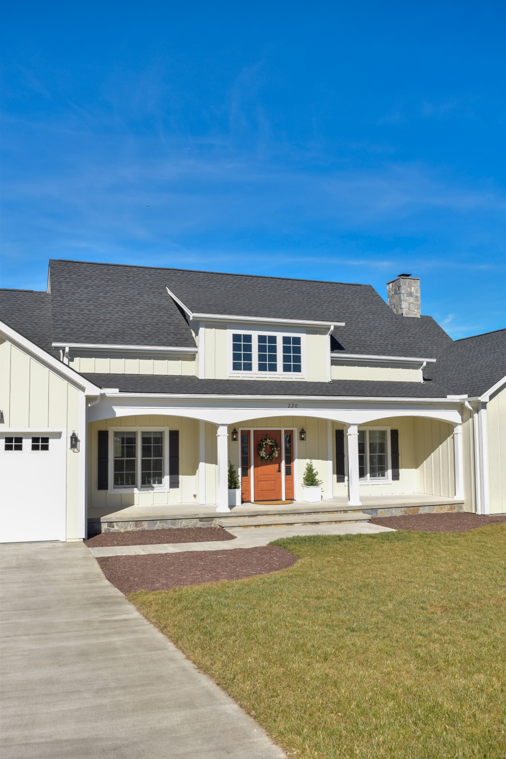 Roofing and exterior details on a Harrisonburg new construction home.