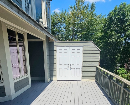 Details of a composite deck in Wintergreen, VA.