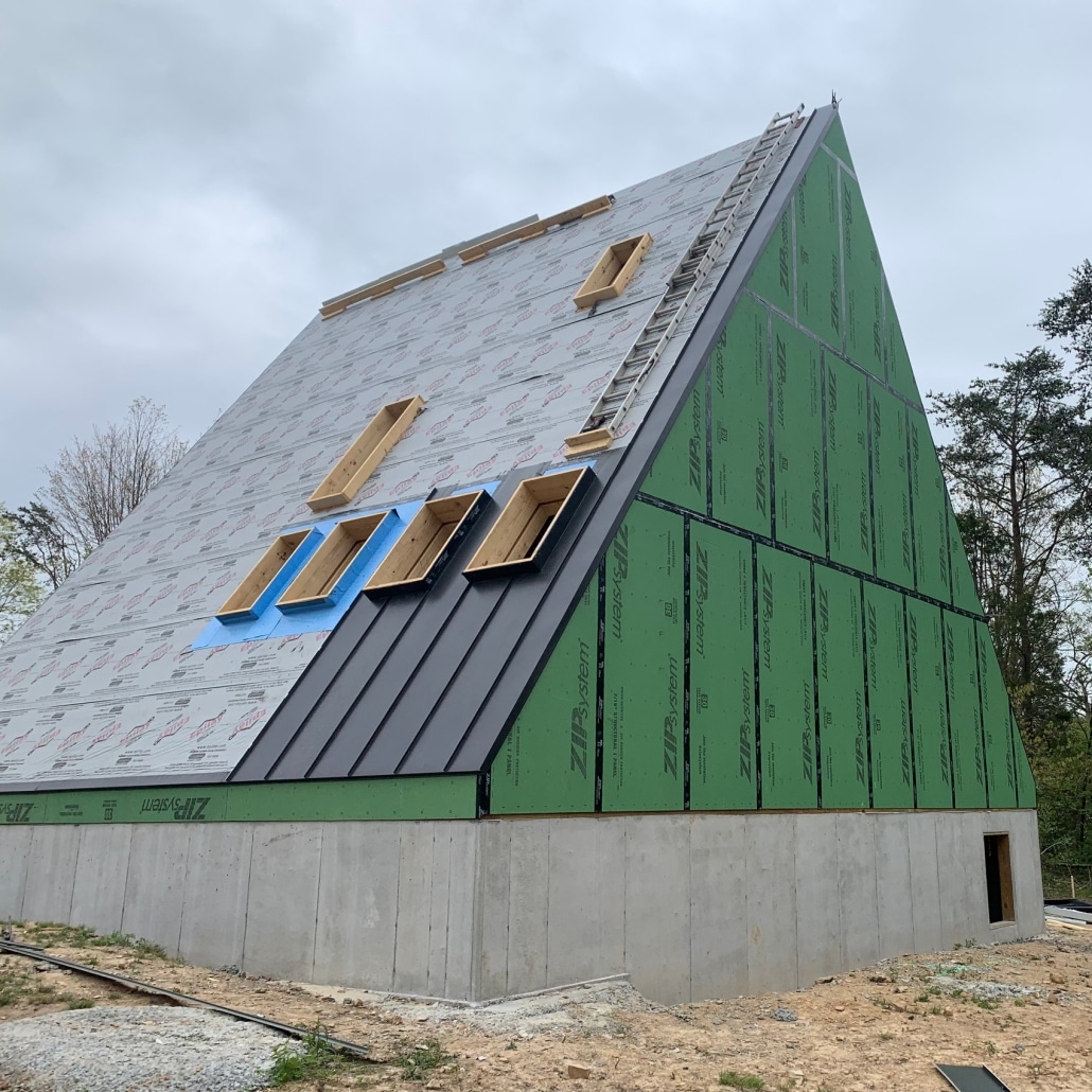 A-Frame metal roof and skylights home in Mount Jackson, VA