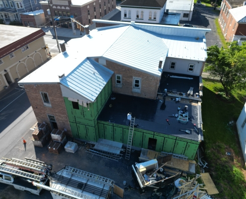Aerial of Macados new metal roof
